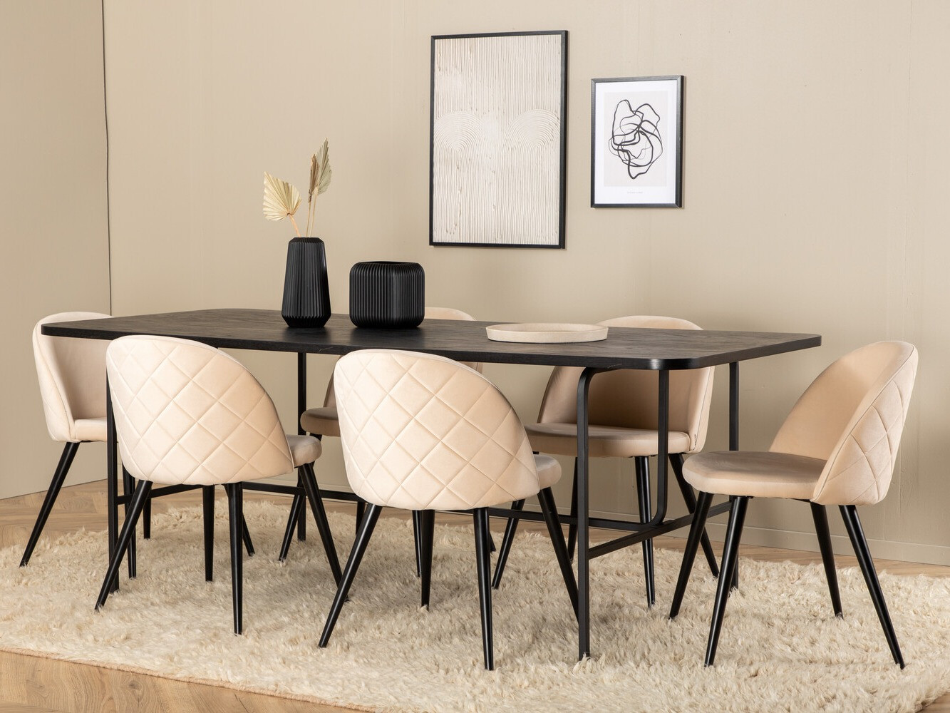 Set sala da pranzo Dallas 2784 (Crema + Nero)