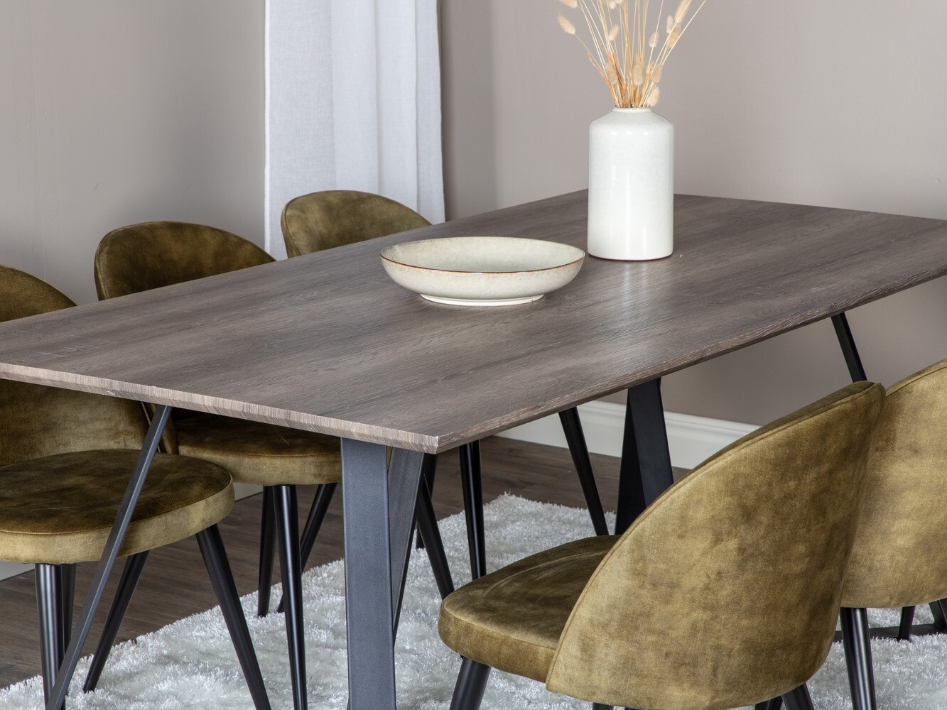 Set sala da pranzo Dallas 340 (Verde polveroso + Nero)