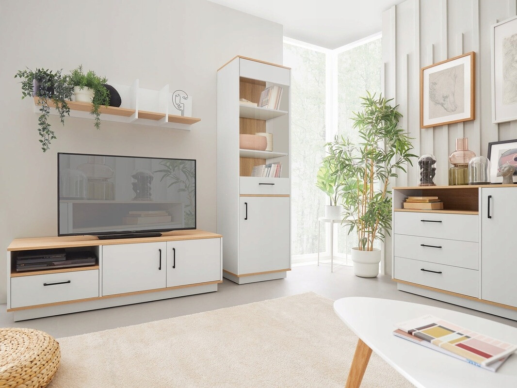 Mobile porta TV Omaha T108 (Rovere chiaro + Bianco)