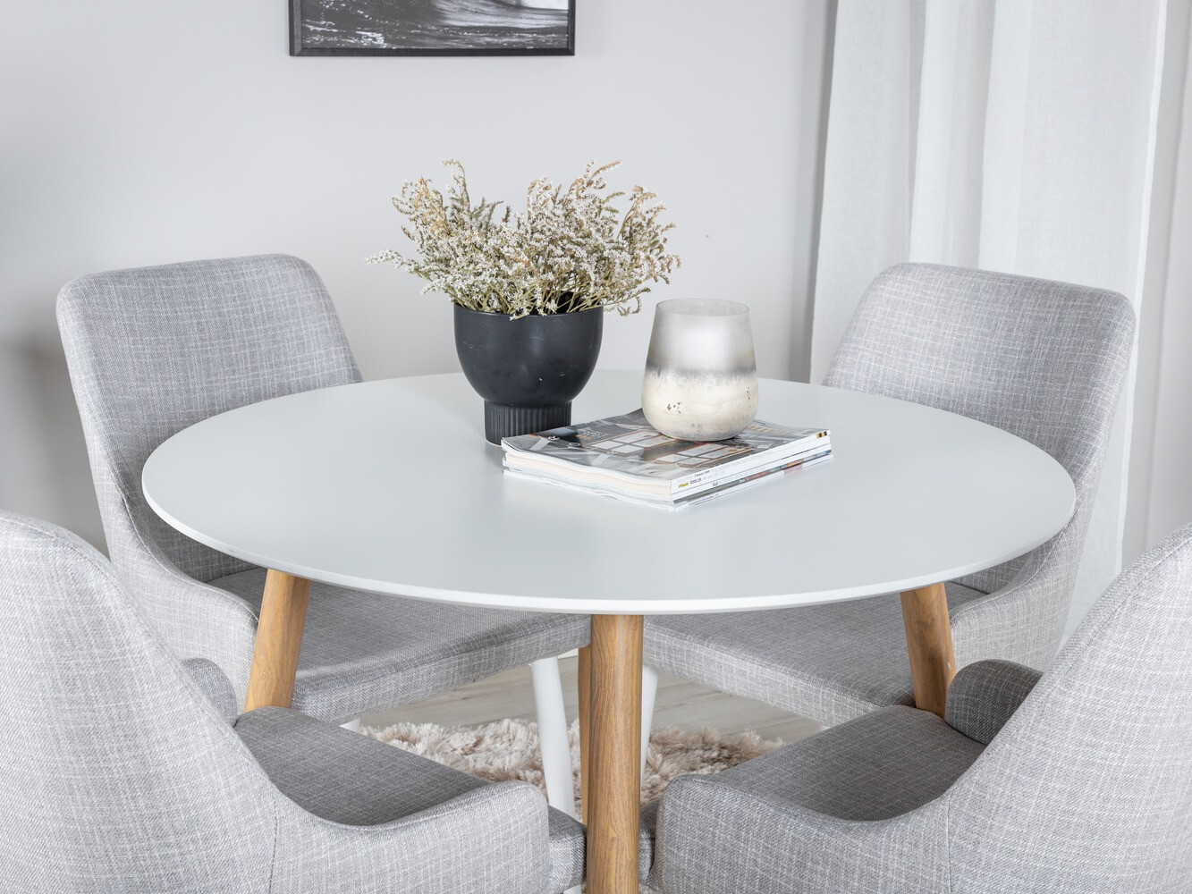 Set sala da pranzo Dallas 299 (Grigio chiaro + Bianco)