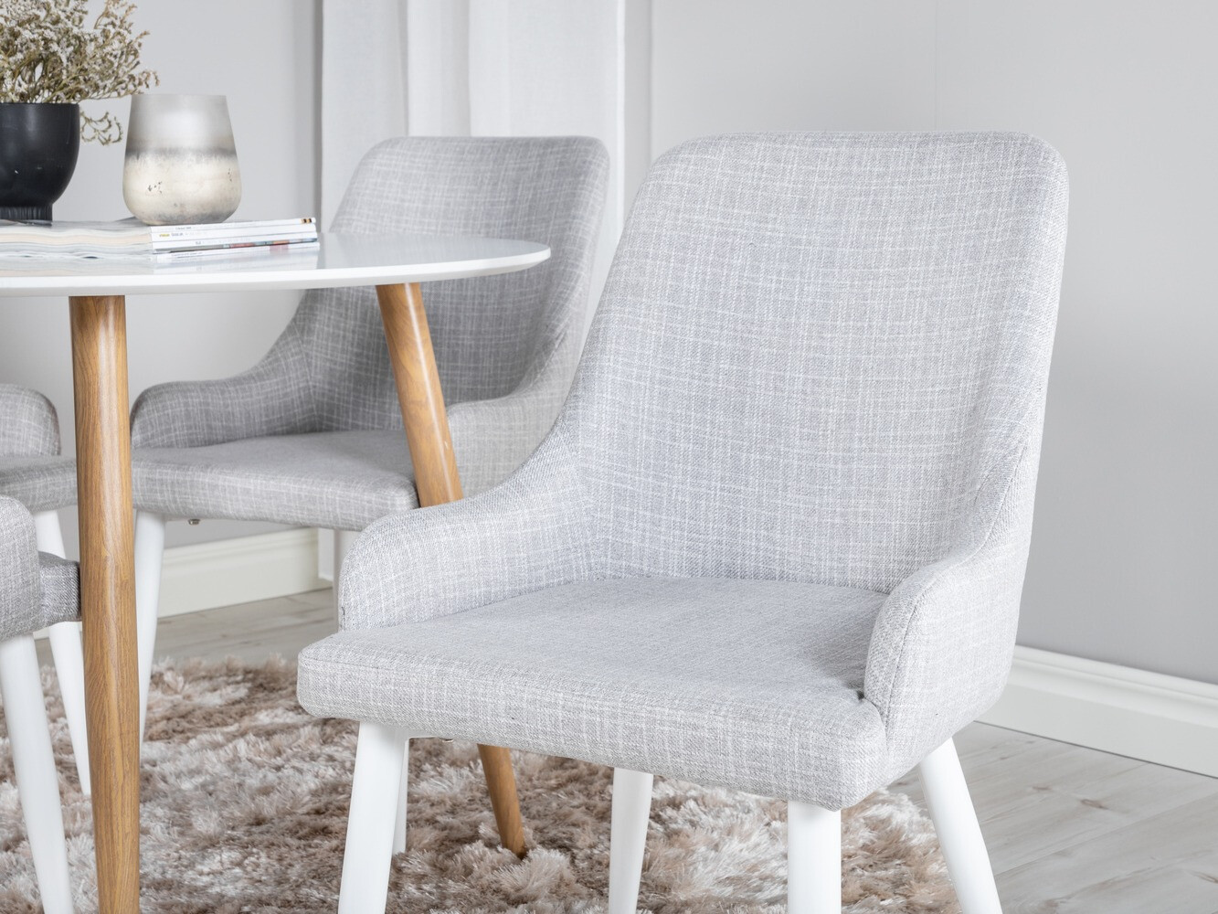 Set sala da pranzo Dallas 299 (Grigio chiaro + Bianco)