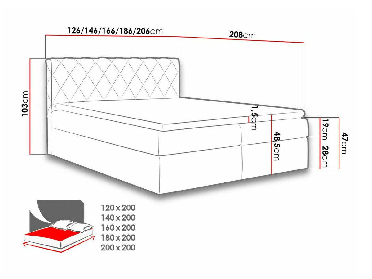 Letto continentale Genus (Velluto 16)
