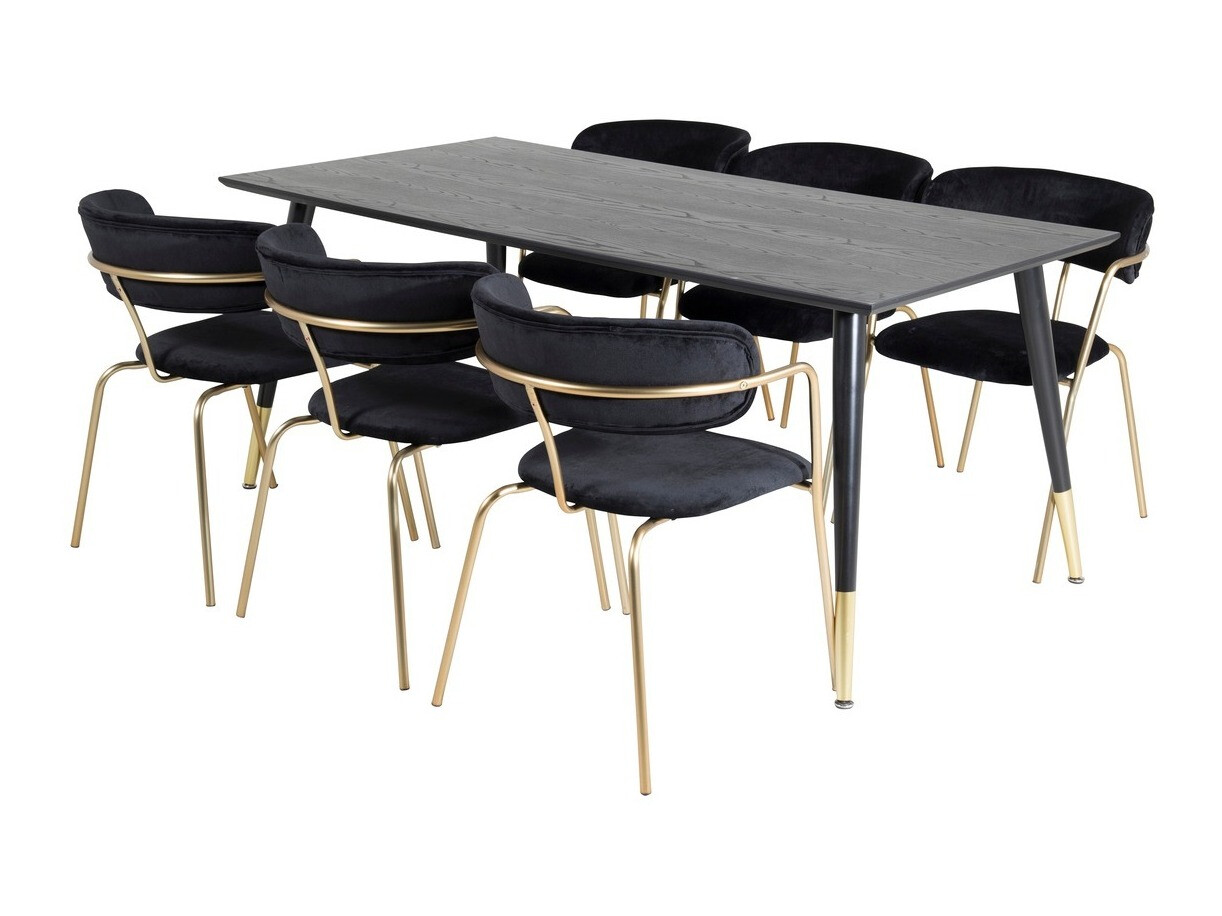 Set sala da pranzo Dallas 1258 (Nero + D'oro)