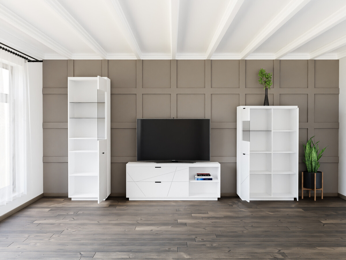 Parete attrezzata Fivale 112 (Bianco lucido + Bianco)