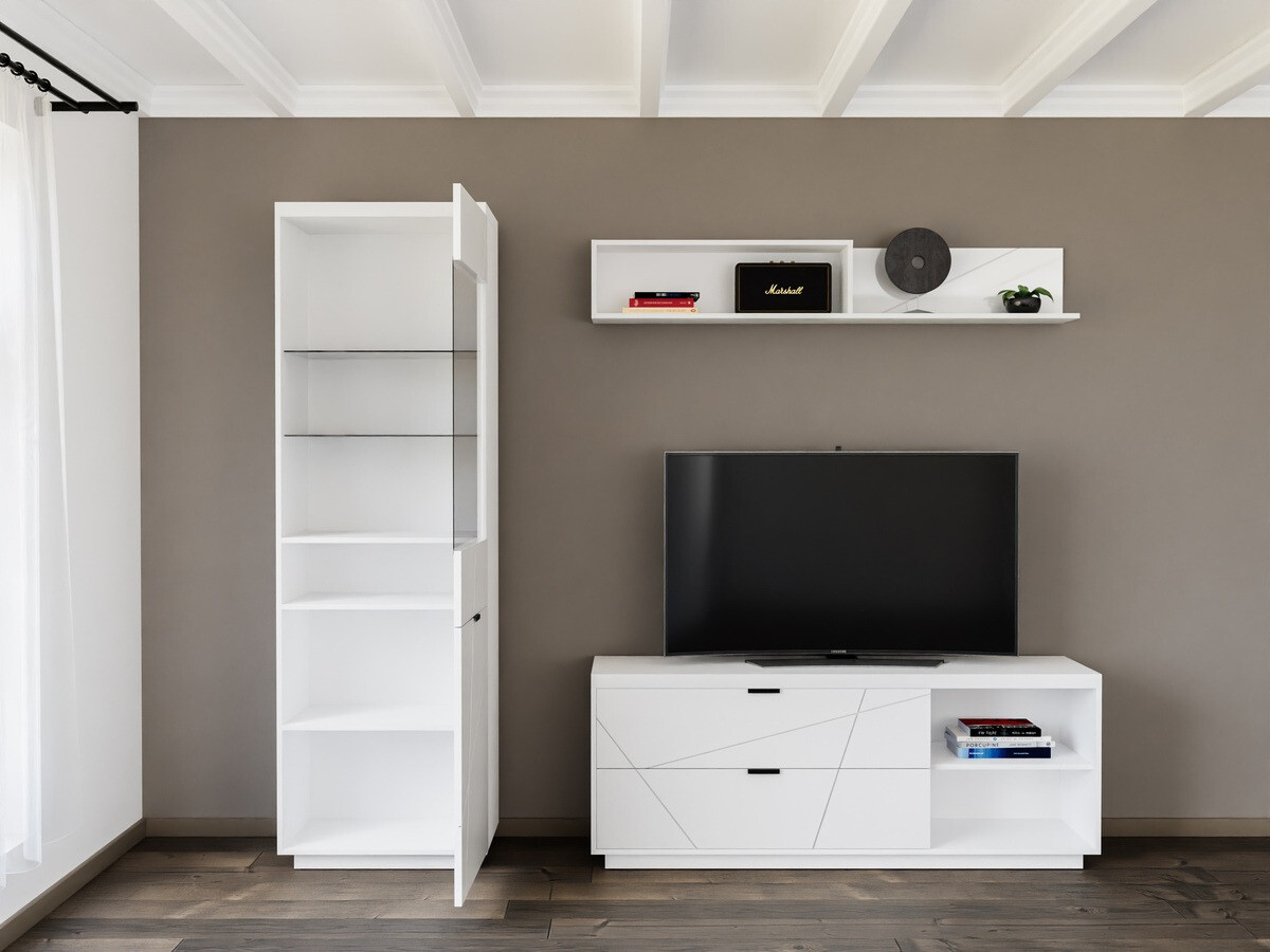 Parete attrezzata Fivale 113 (Bianco lucido + Bianco)