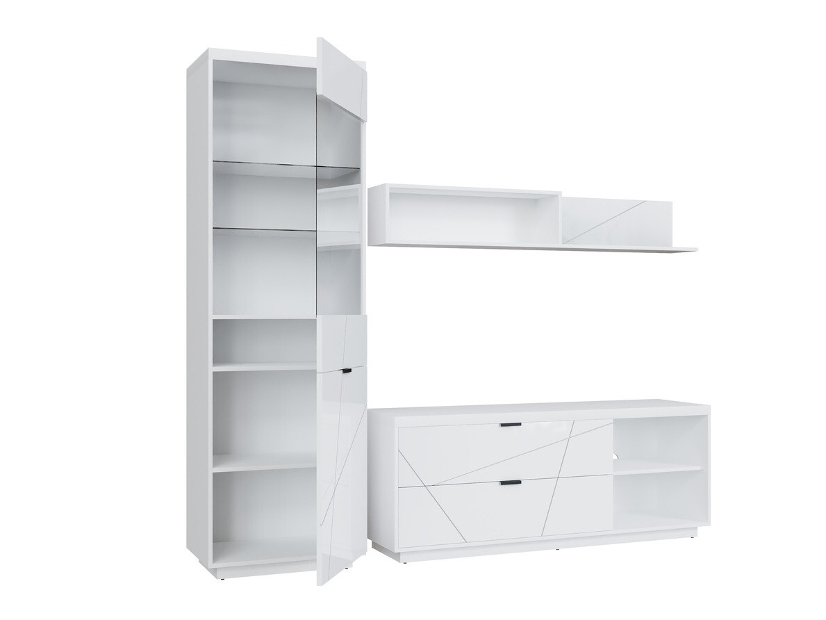 Parete attrezzata Fivale 113 (Bianco lucido + Bianco)