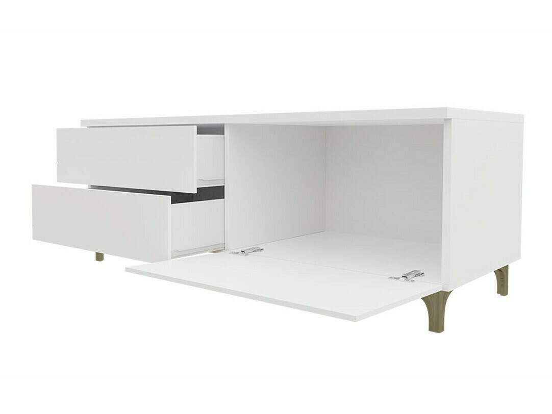 Mobile porta TV Hortus I (Bianco + Grigio lucido)