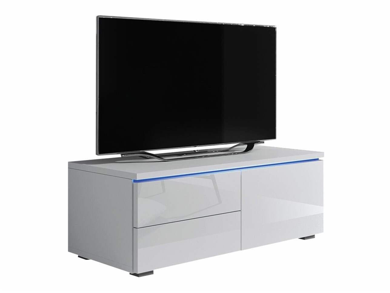 Mobile porta TV Uva VI (Bianco + Bianco lucido)