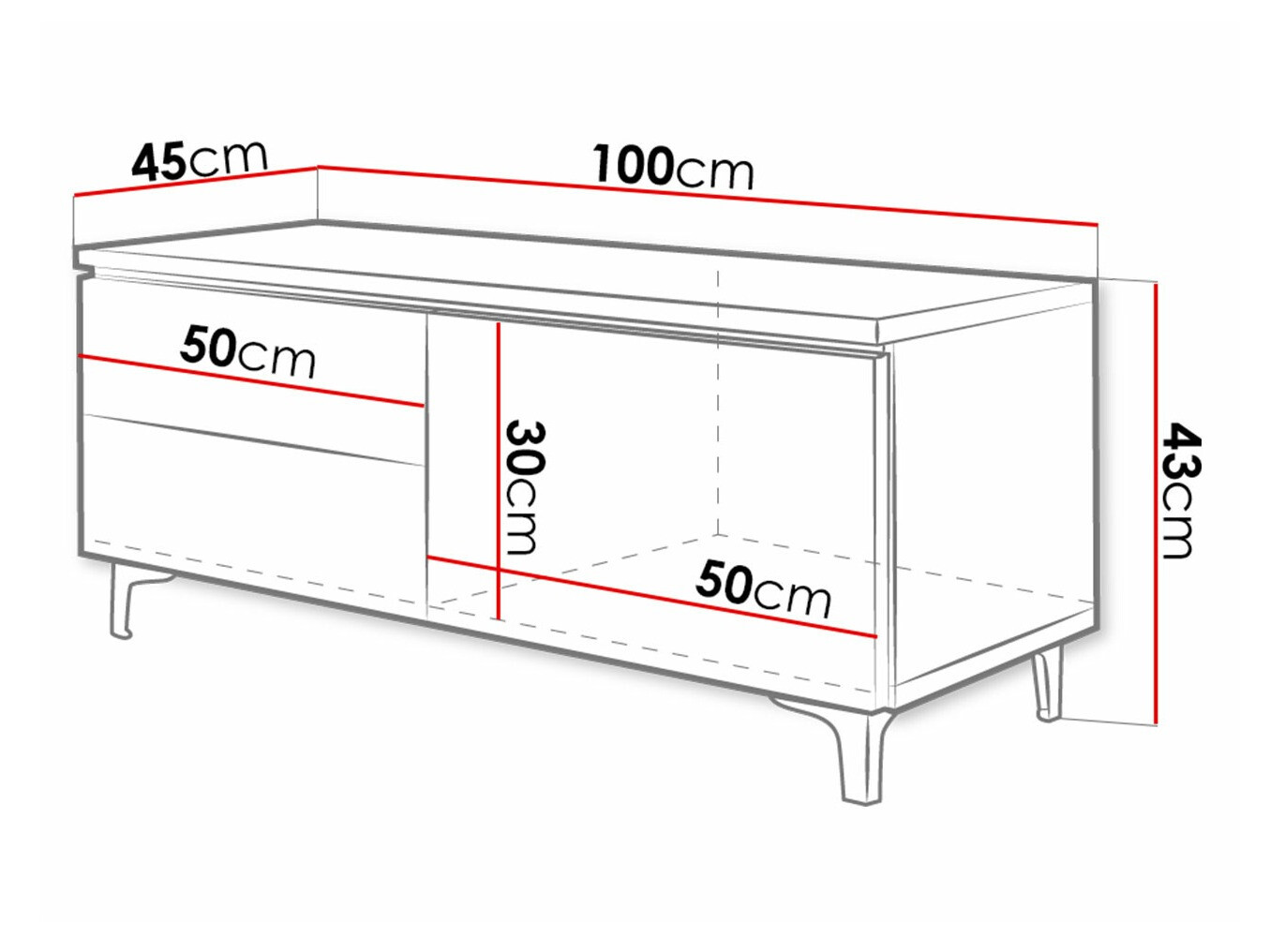Mobile porta TV Uva VI (Bianco + Bianco lucido)