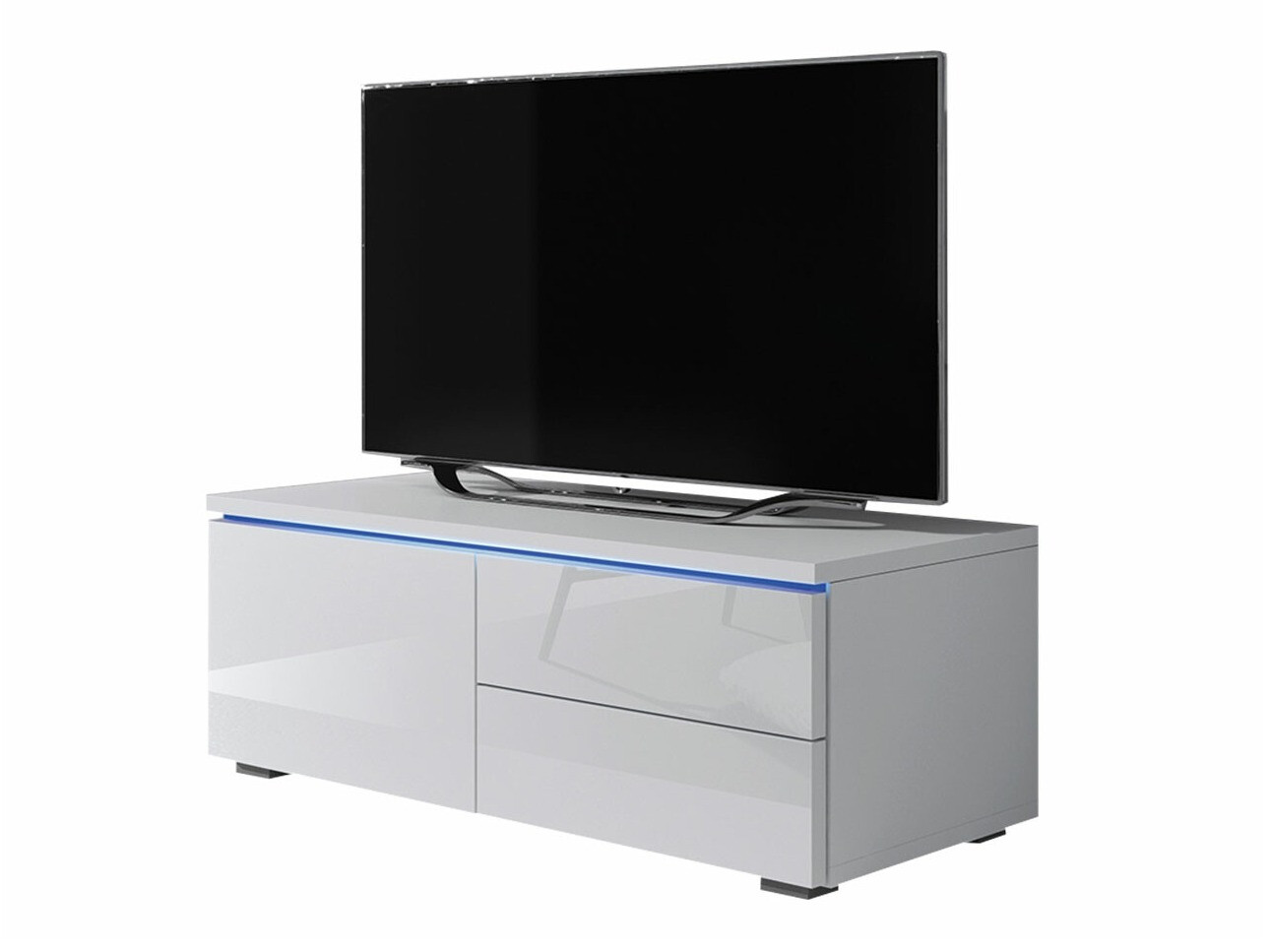 Mobile porta TV Uva VI (Bianco + Bianco lucido)