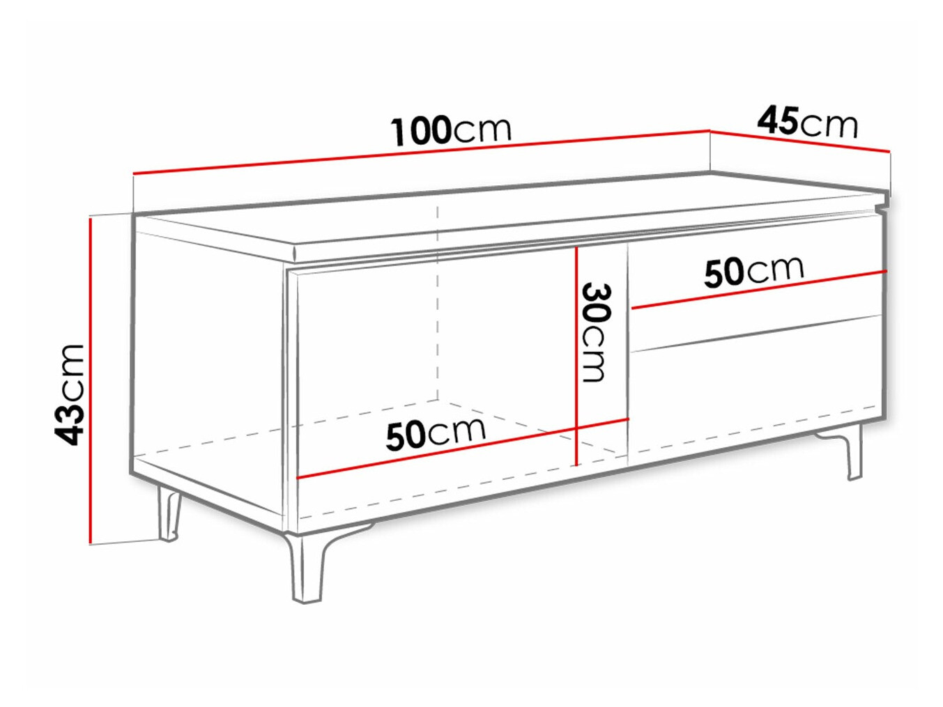 Mobile porta TV Uva VI (Bianco + Bianco lucido)