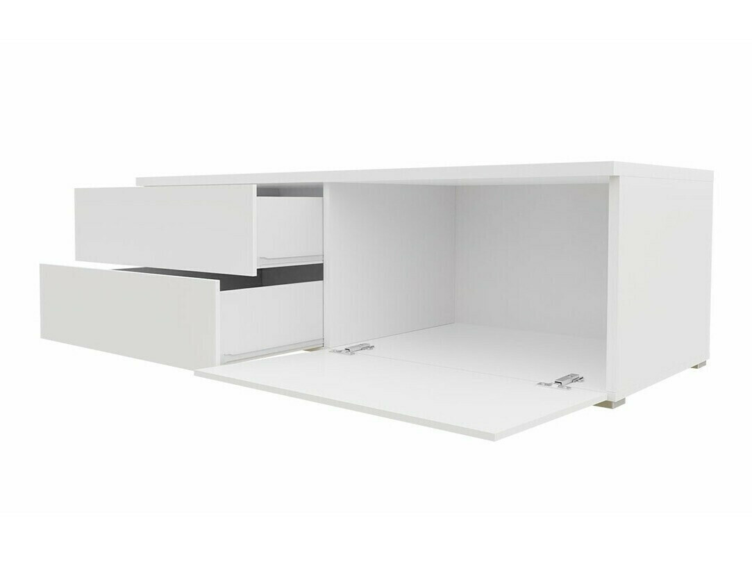 Mobile porta TV Uva VI (Bianco + Bianco lucido)