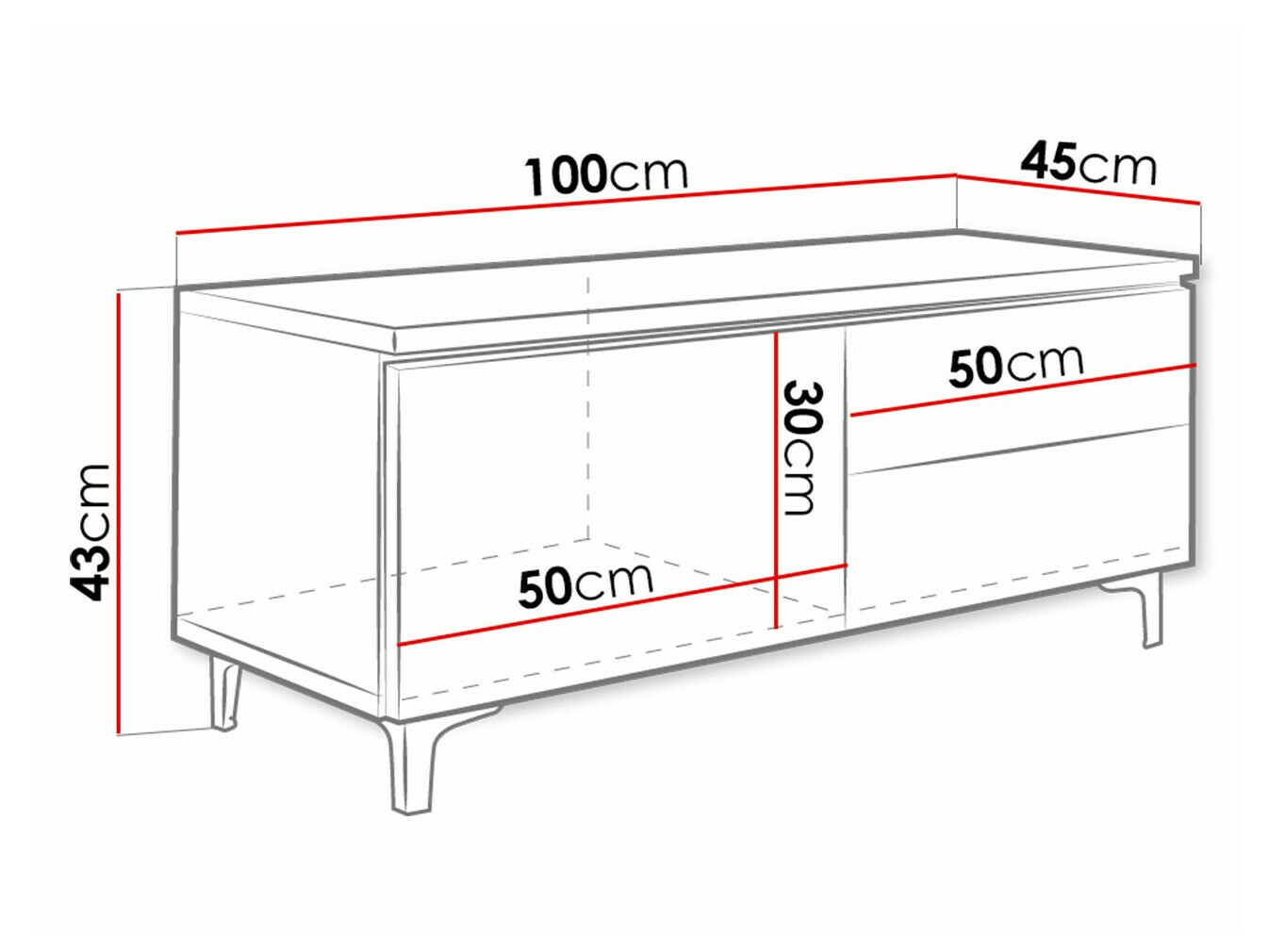 Mobile porta TV Uva VI (Bianco + Grigio lucido)