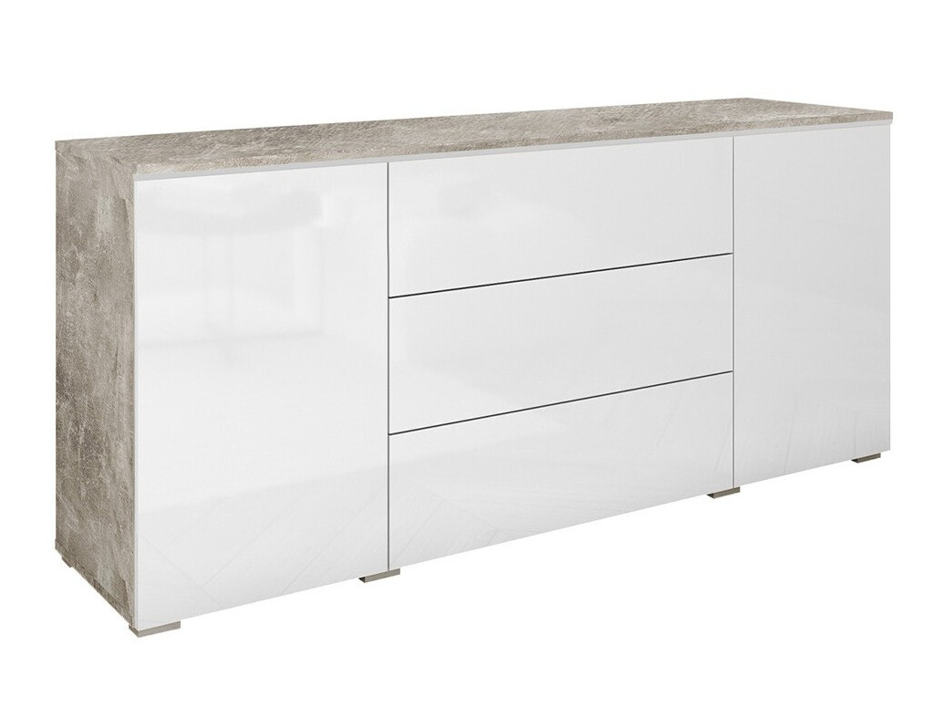 Cassettiera Mirfivo 102 (Calcestruzzo + Bianco lucido)
