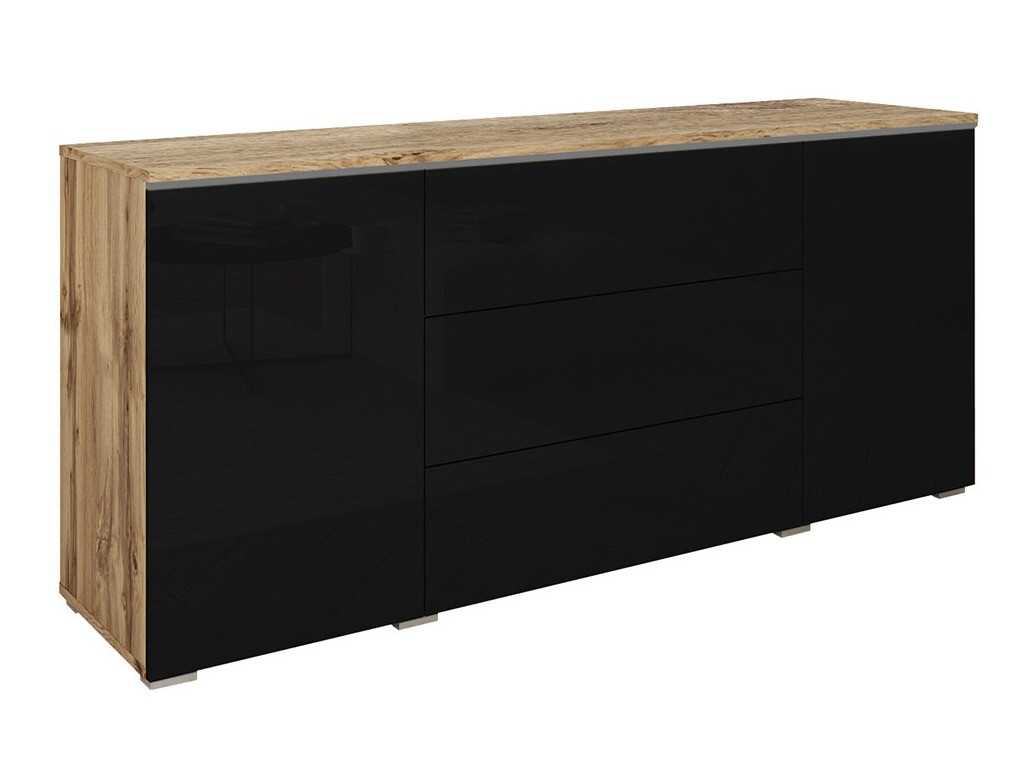 Cassettiera Mirfivo 102 (Quercia di Wotan + Nero lucido)
