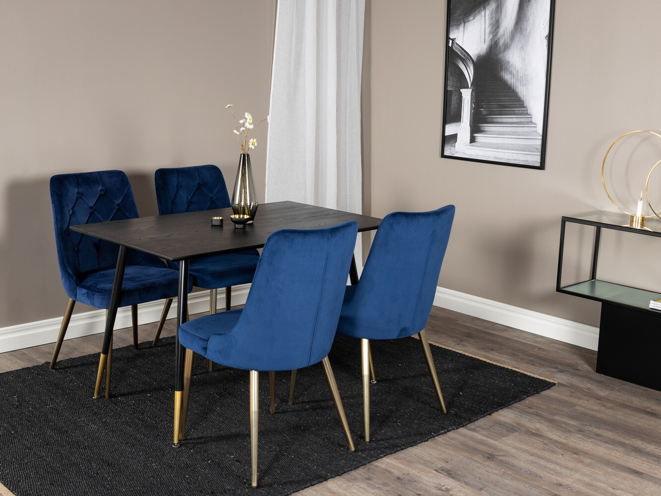 Set sala da pranzo Dallas 1673 (Blu + d'oro)