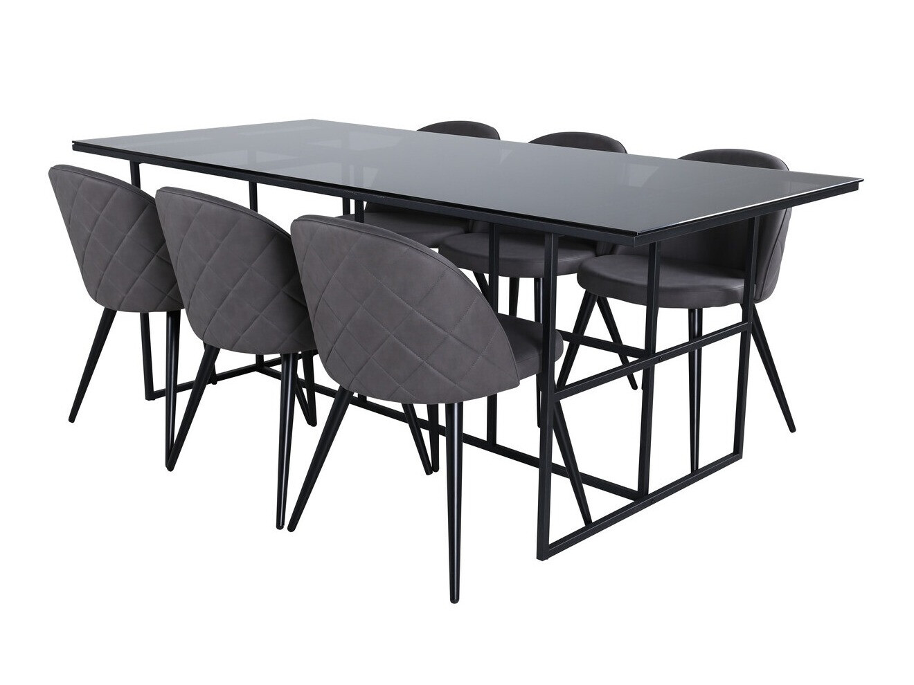 Set sala da pranzo Dallas 3042 (Grigio scuro + Nero)