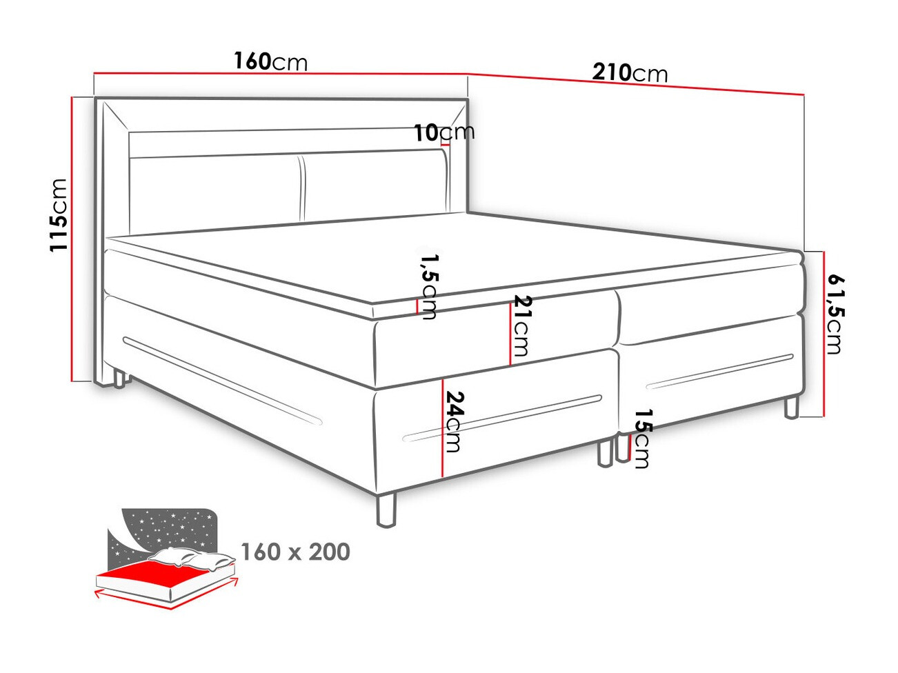 Letto continentale Ros (Soft 010)