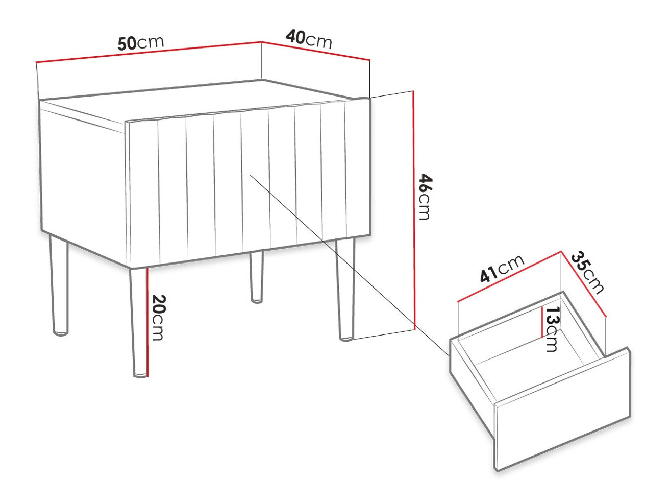 Comodino Amplexal (Nero lucido + Nero)