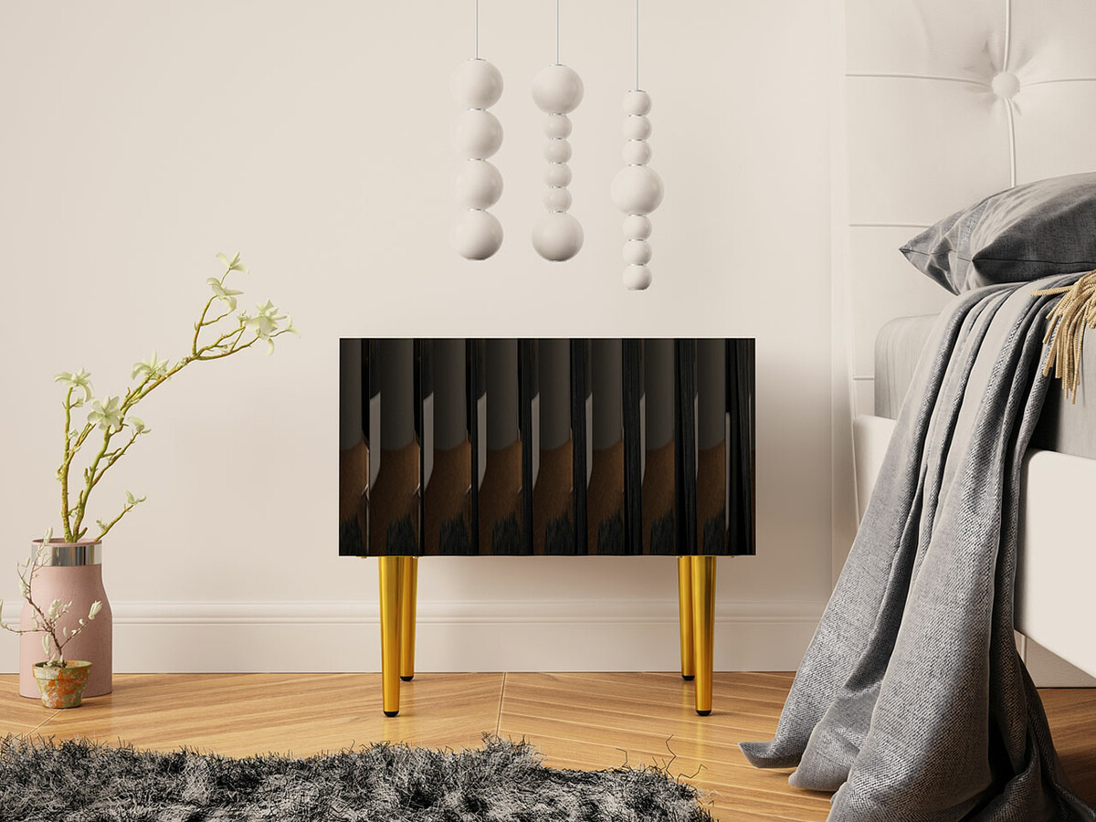 Comodino Amplexal (Nero lucido + Nero)