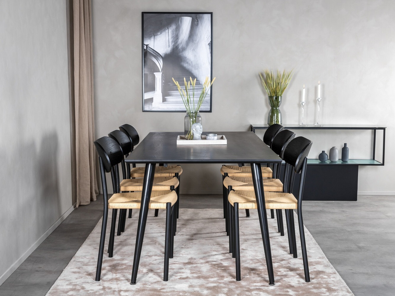 Set sala da pranzo Dallas 2574 (Nero + Marrone)