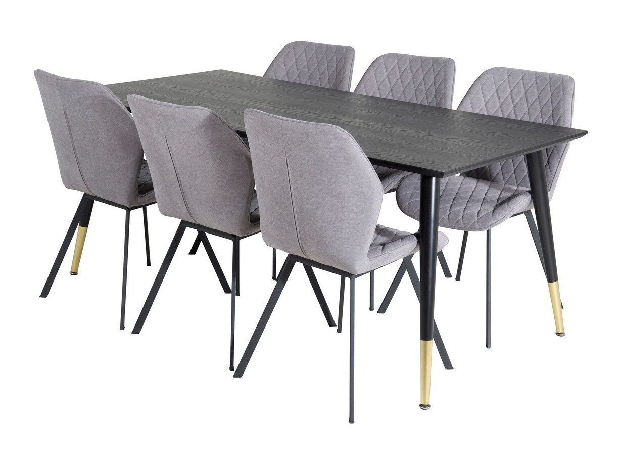 Set sala da pranzo Dallas 2582 (Nero + Ottone)