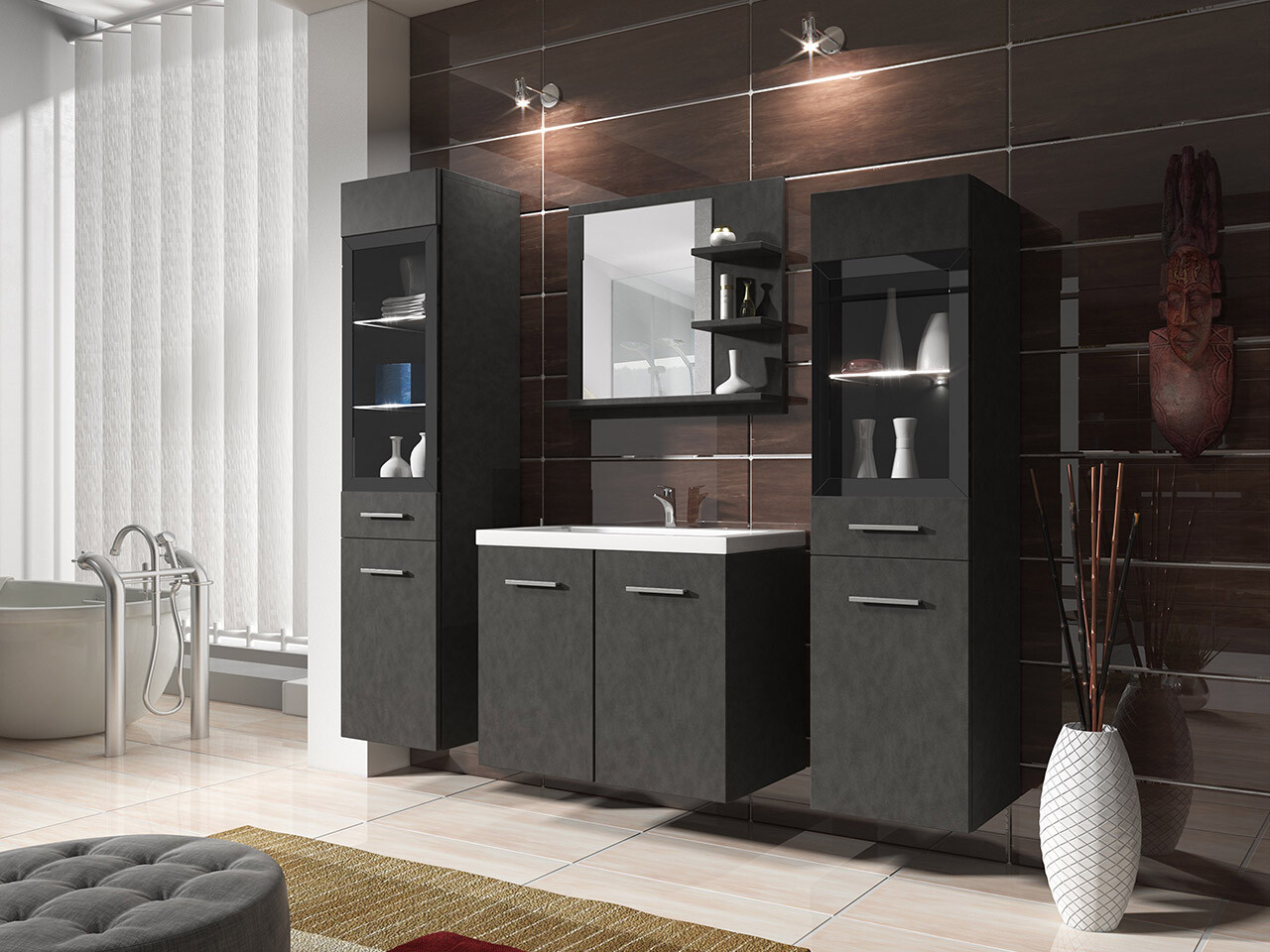 Set bagno Scientia IV (Matera grigio)