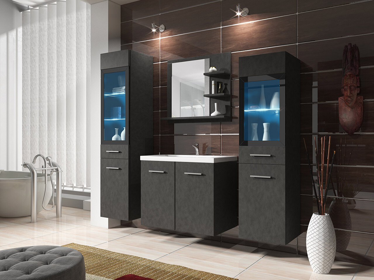 Set bagno Scientia IV (Matera grigio)