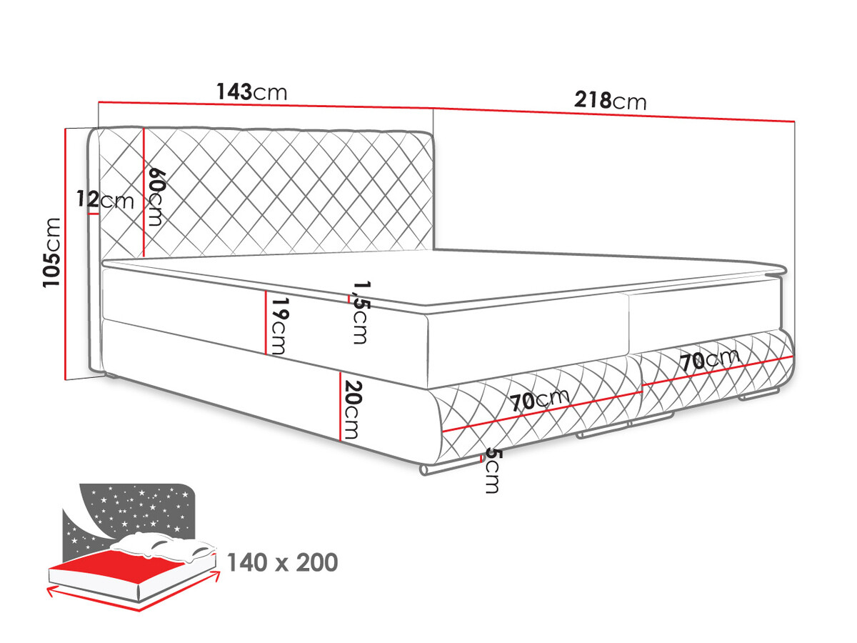 Letto continentale Carlsbad 116 (Manila 35)