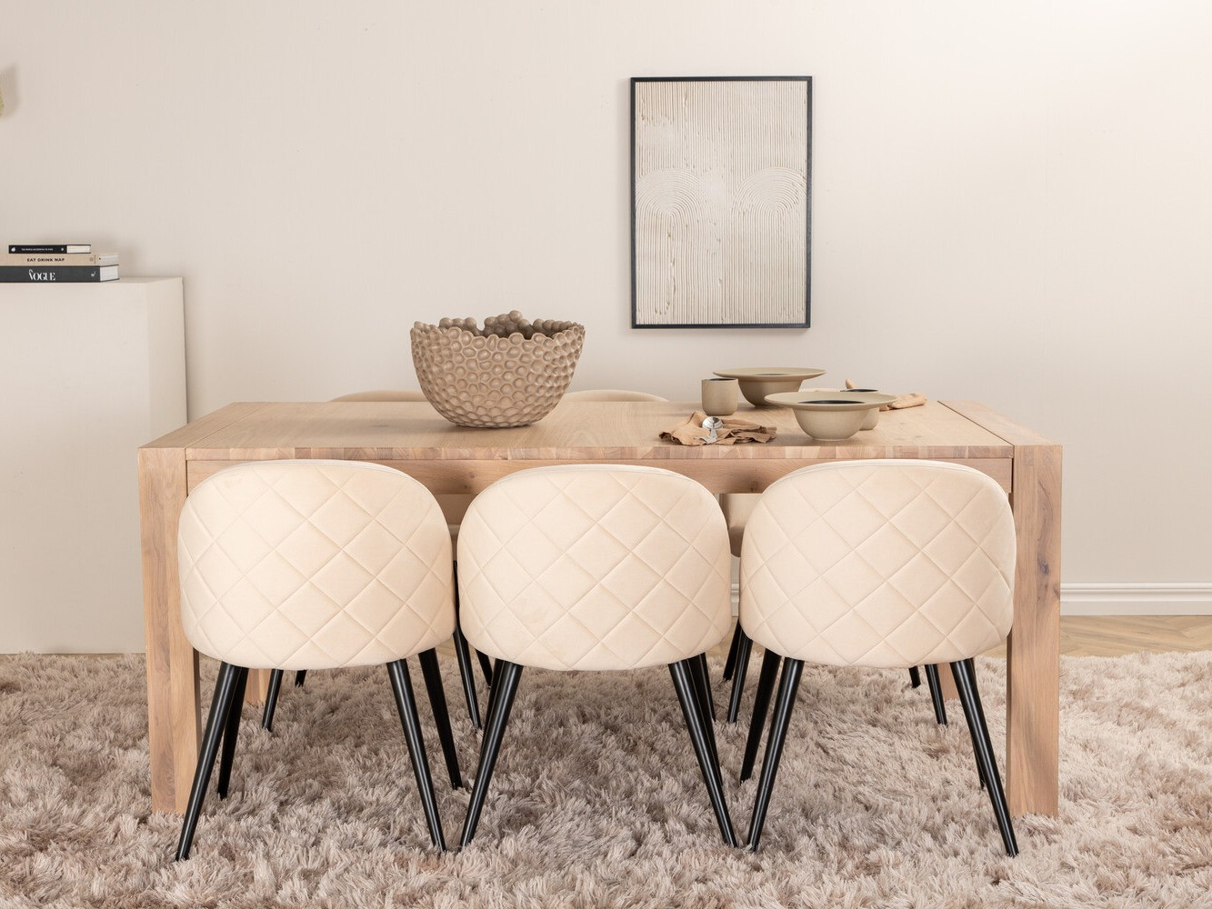 Set sala da pranzo Dallas 2952 (Beige + Nero)