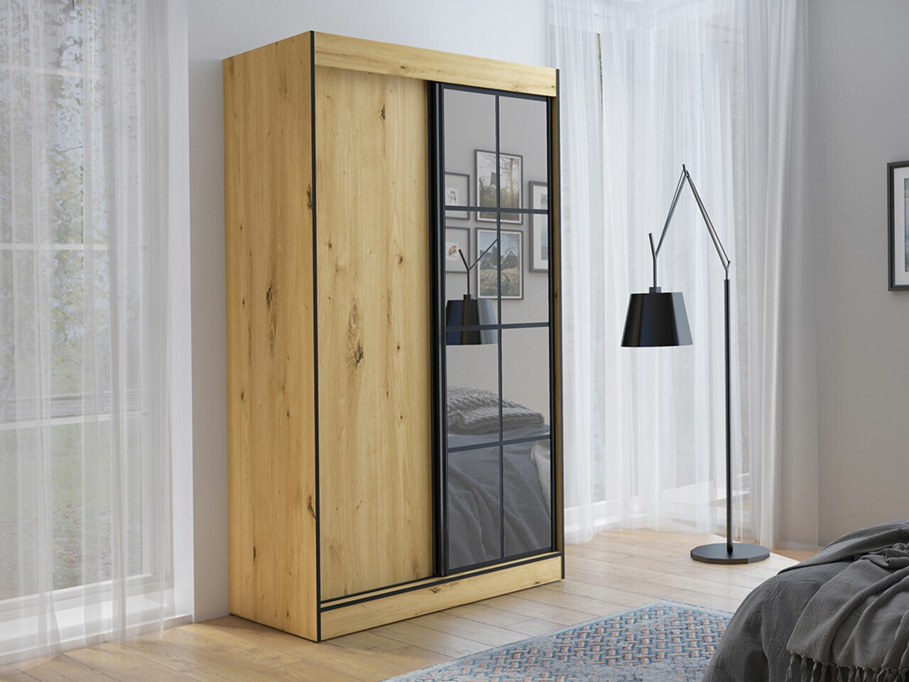 Armadio Toledo 118 (Rovere Artisan + Nero)