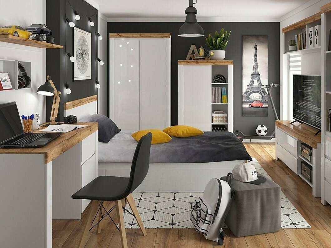 Armadio Sonsoru 110 (Bianco + Bianco lucido + Quercia di Wotan)