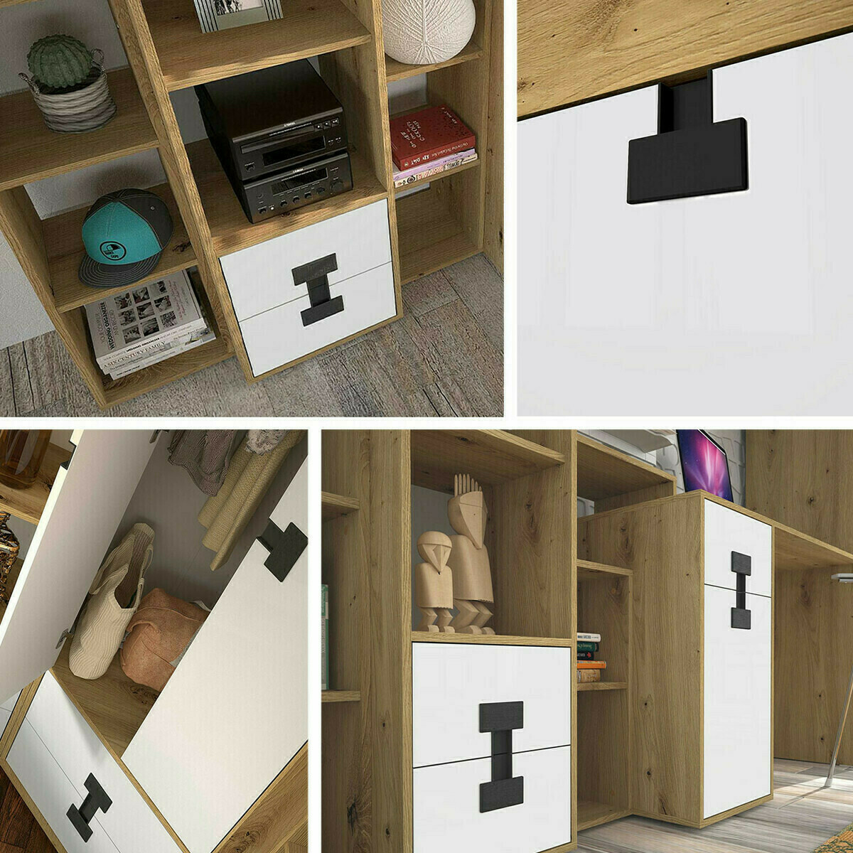 Armadio Florevi 113 (Opaca bianco + Rovere Artisan)