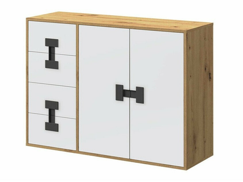Cassettiera Florevi 102 (Opaca bianco + Rovere Artisan)