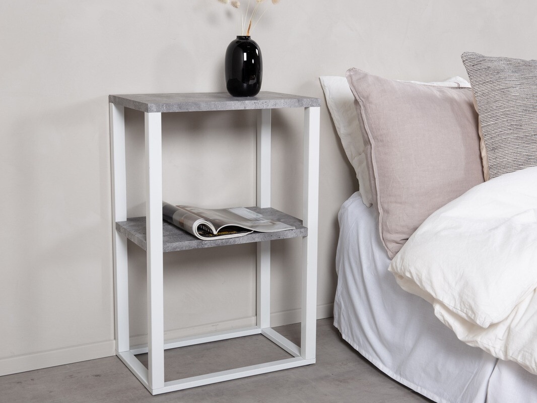 Tavolino Dallas 260 (Calcestruzzo + Bianco)