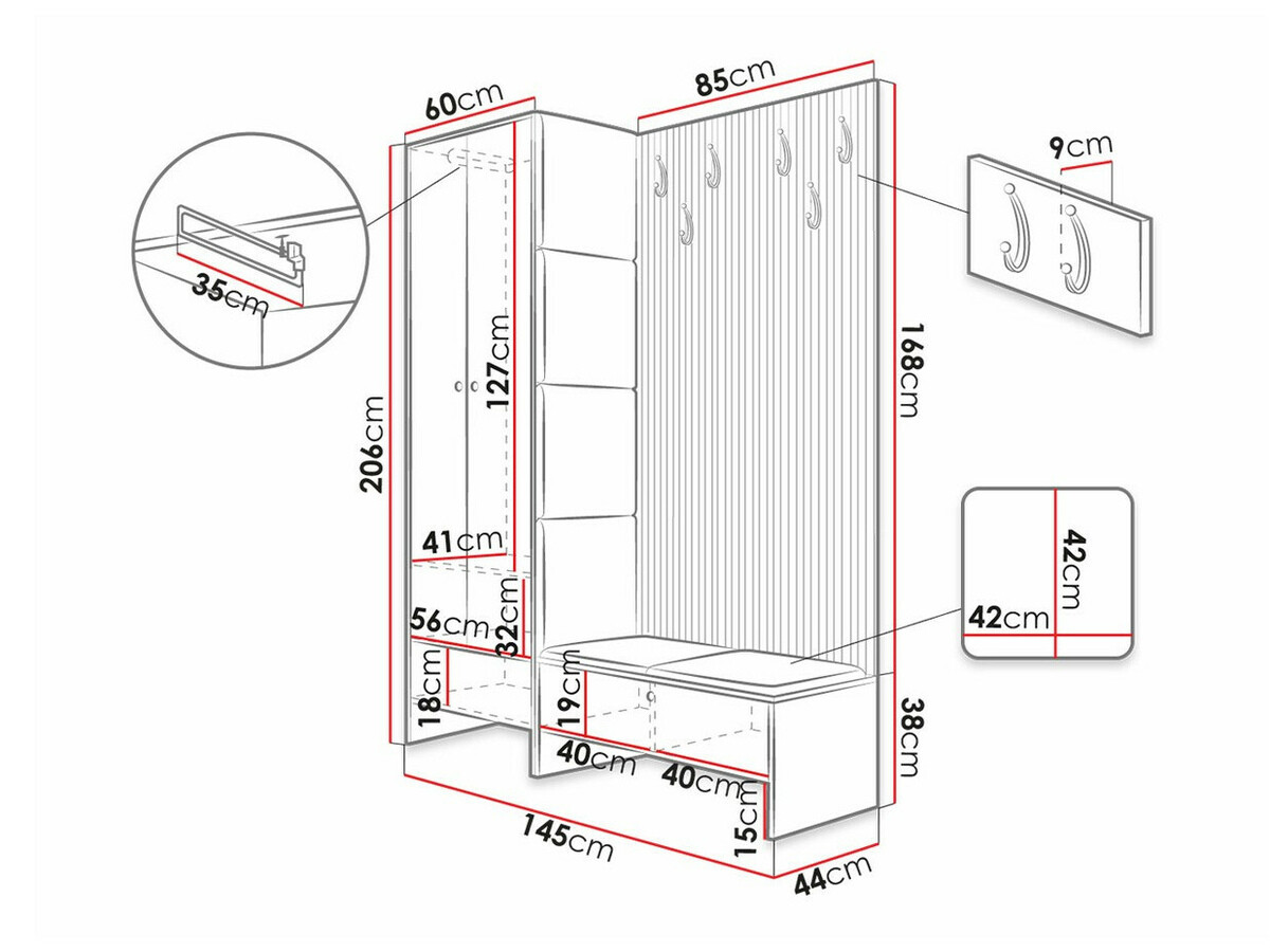 Set arredo da corridoio Donio III (Rovere Artisan + Manila 18)