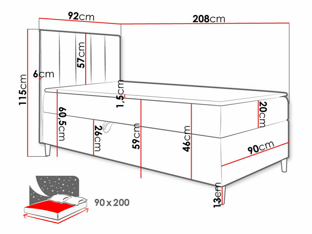 Letto continentale Lucus VI (Soft 017 + Fresh 34)