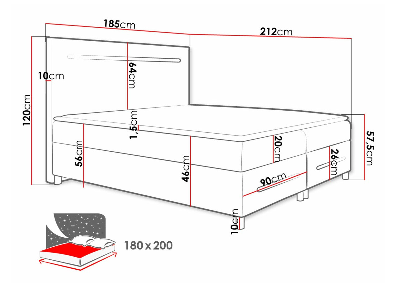 Letto continentale Pluvia (Fresh 1)