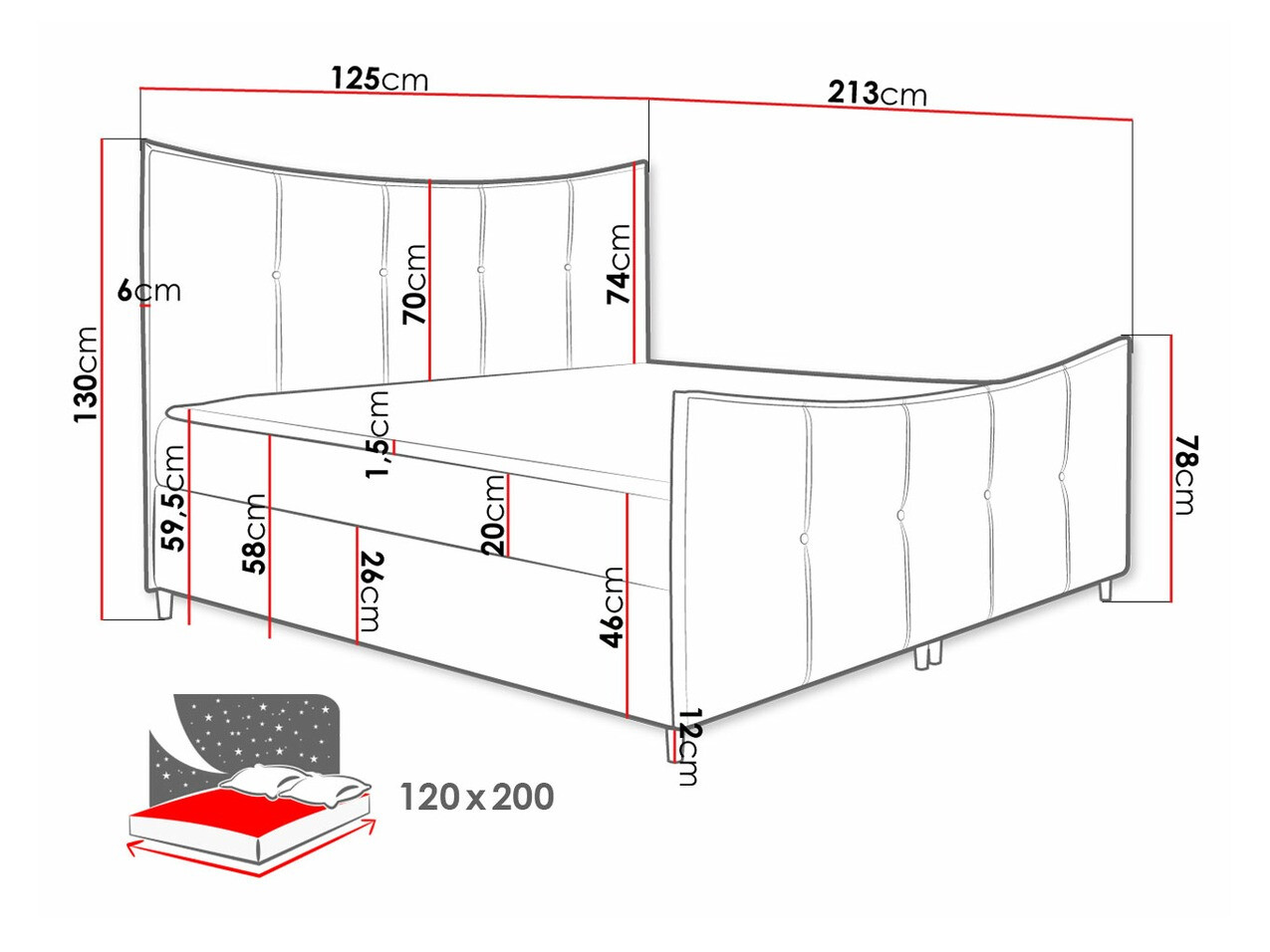 Letto continentale Fons (Fresh 4)