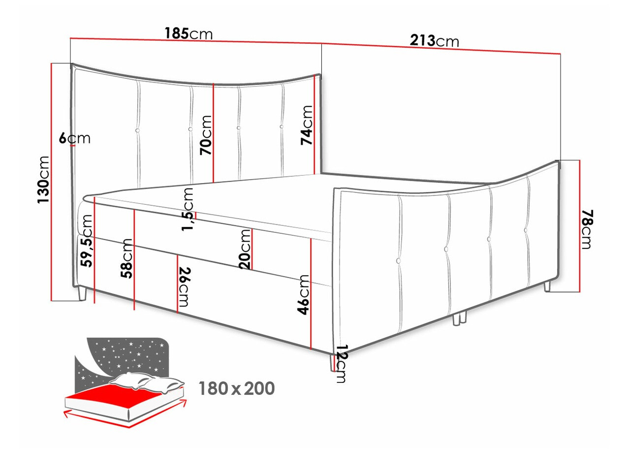Letto continentale Fons (Fresh 4)
