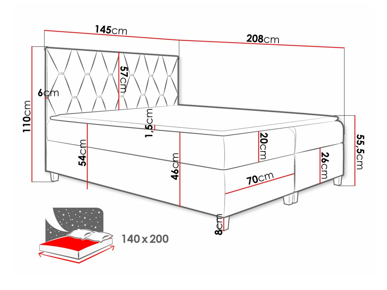 Letto continentale Nemus (Fresh 1)