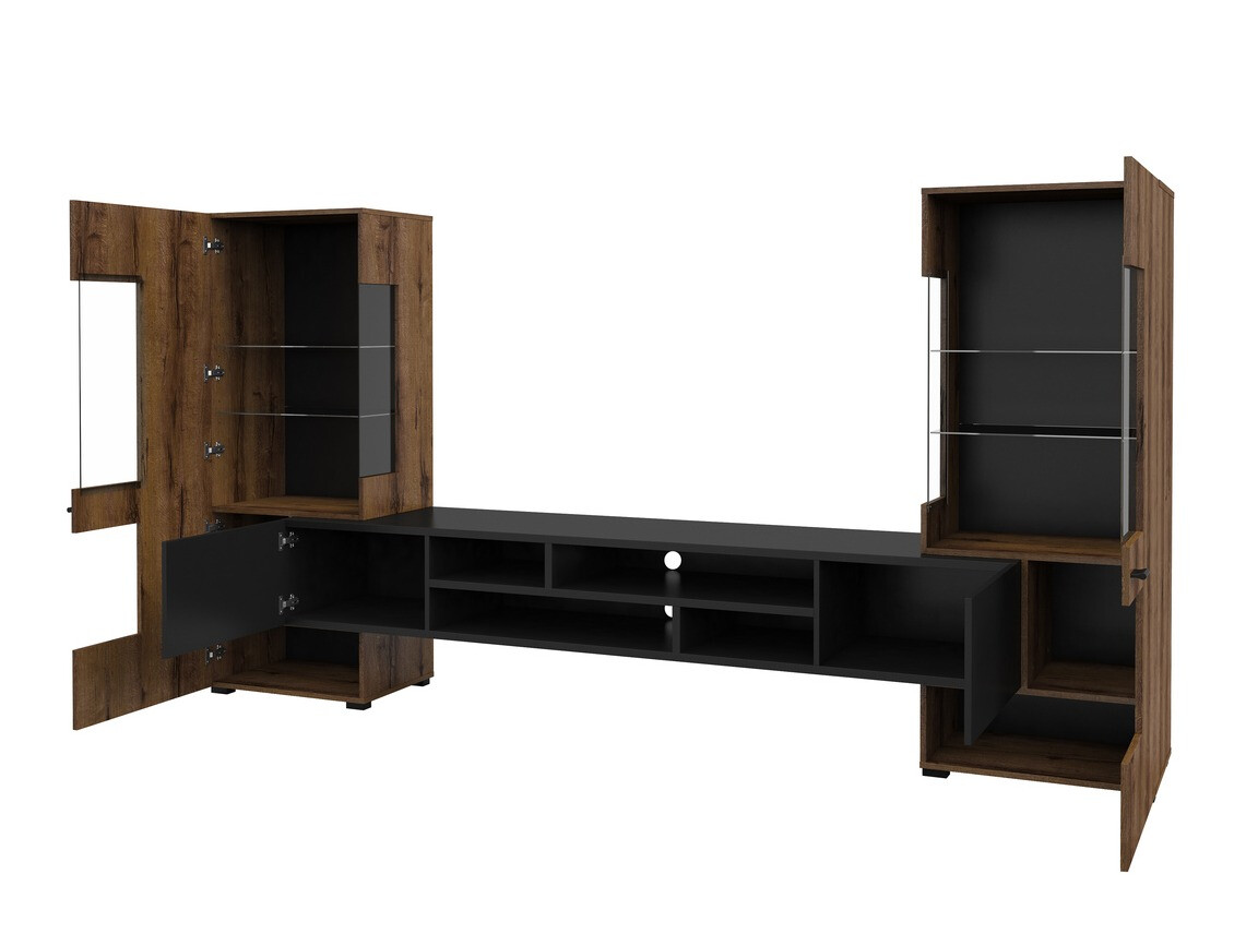 Parete attrezzata Mondalo 101 (Quercia del Monastery + Nero opaco)