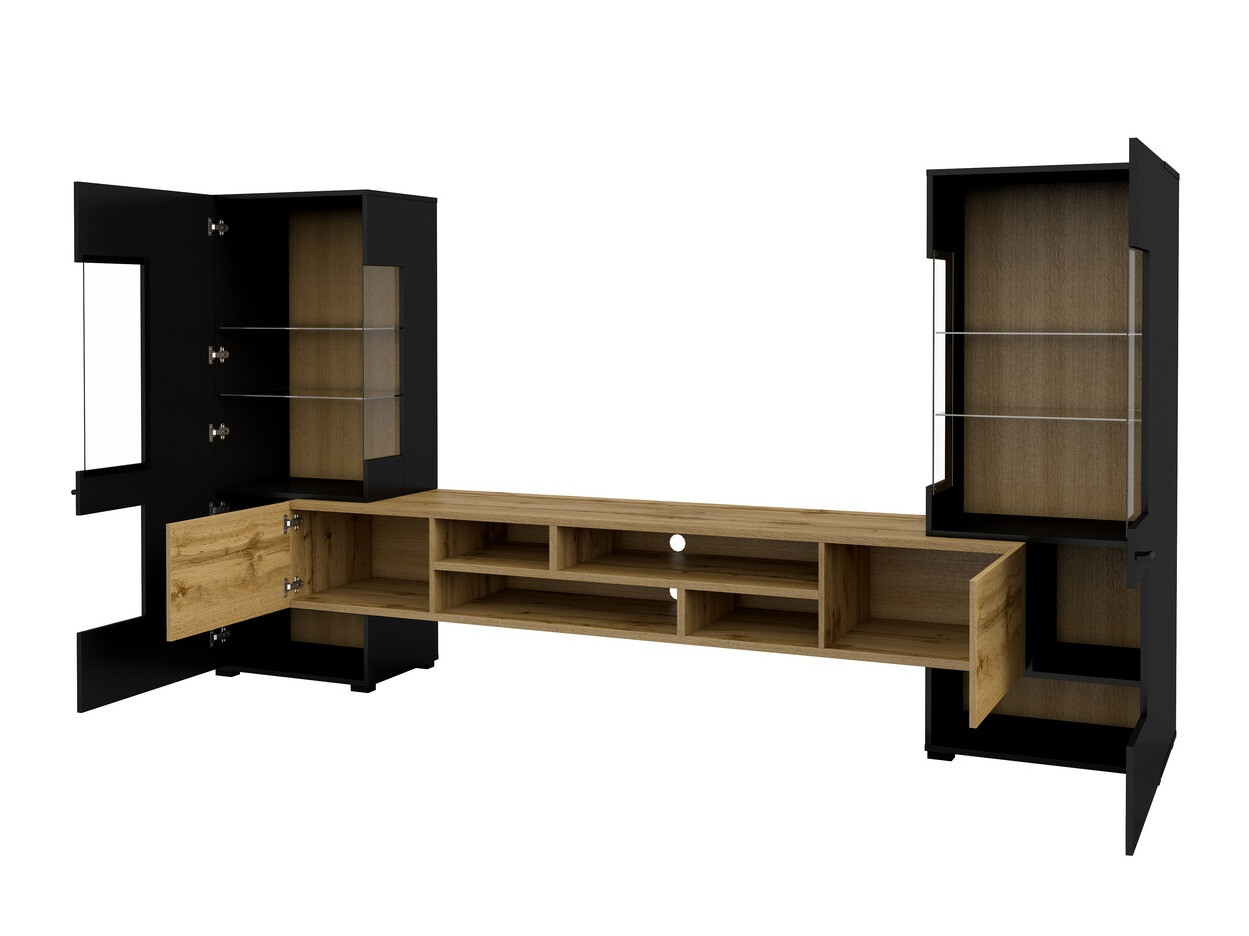 Parete attrezzata Mondalo 101 (Quercia di Wotan + Nero opaco)