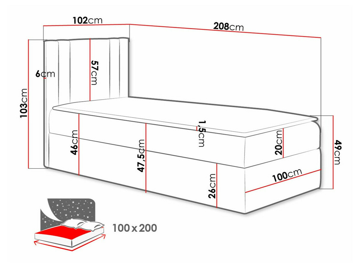 Letto continentale Mel I (Kameleon 61)