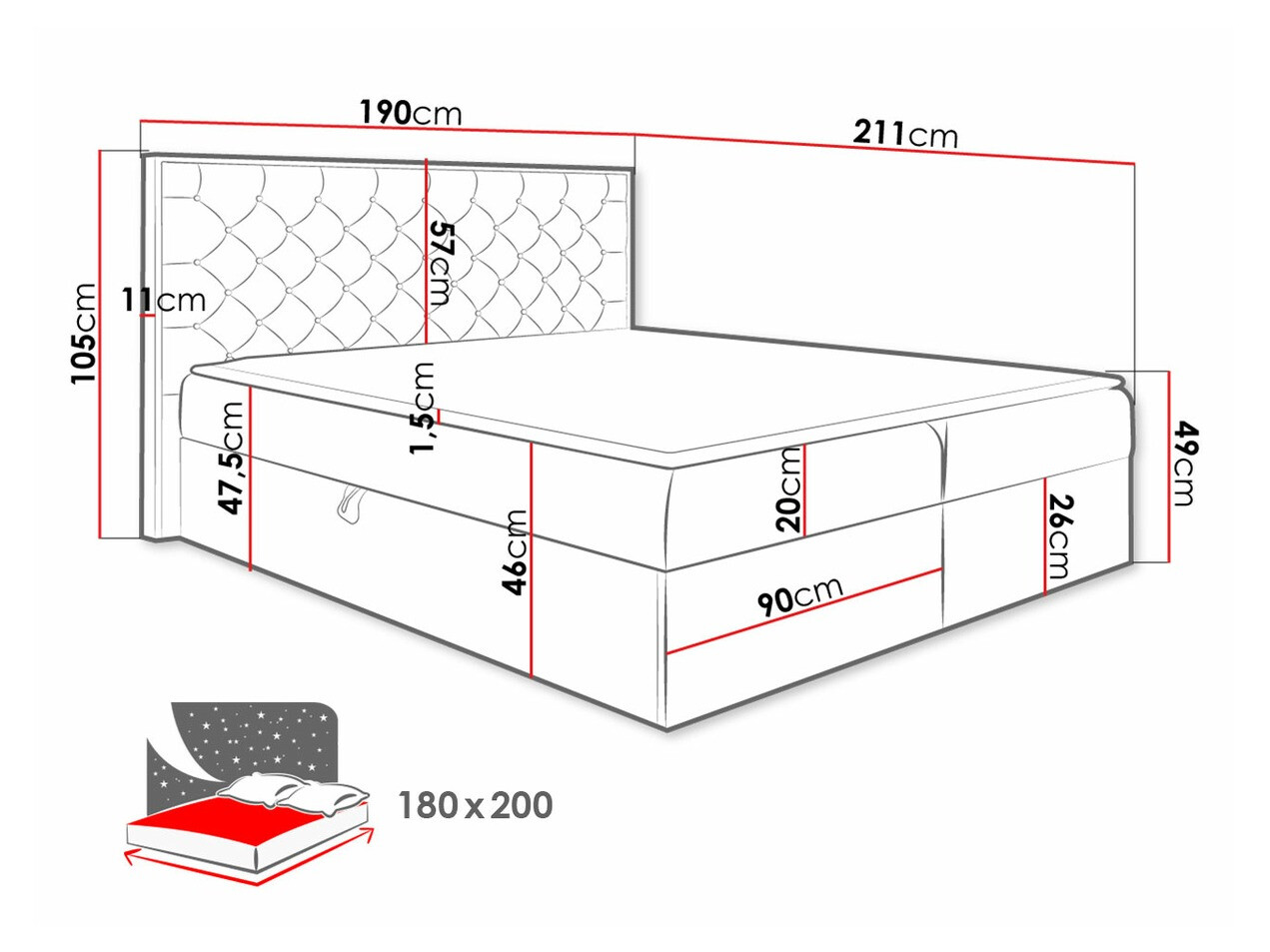 Letto continentale Navis I (Quercia di Wotan + Faro 4)