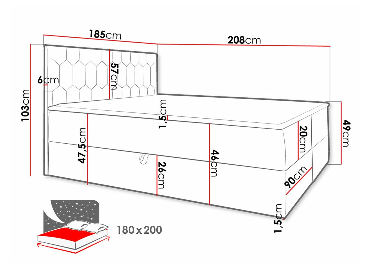 Letto continentale Pons III (Fresh 1)