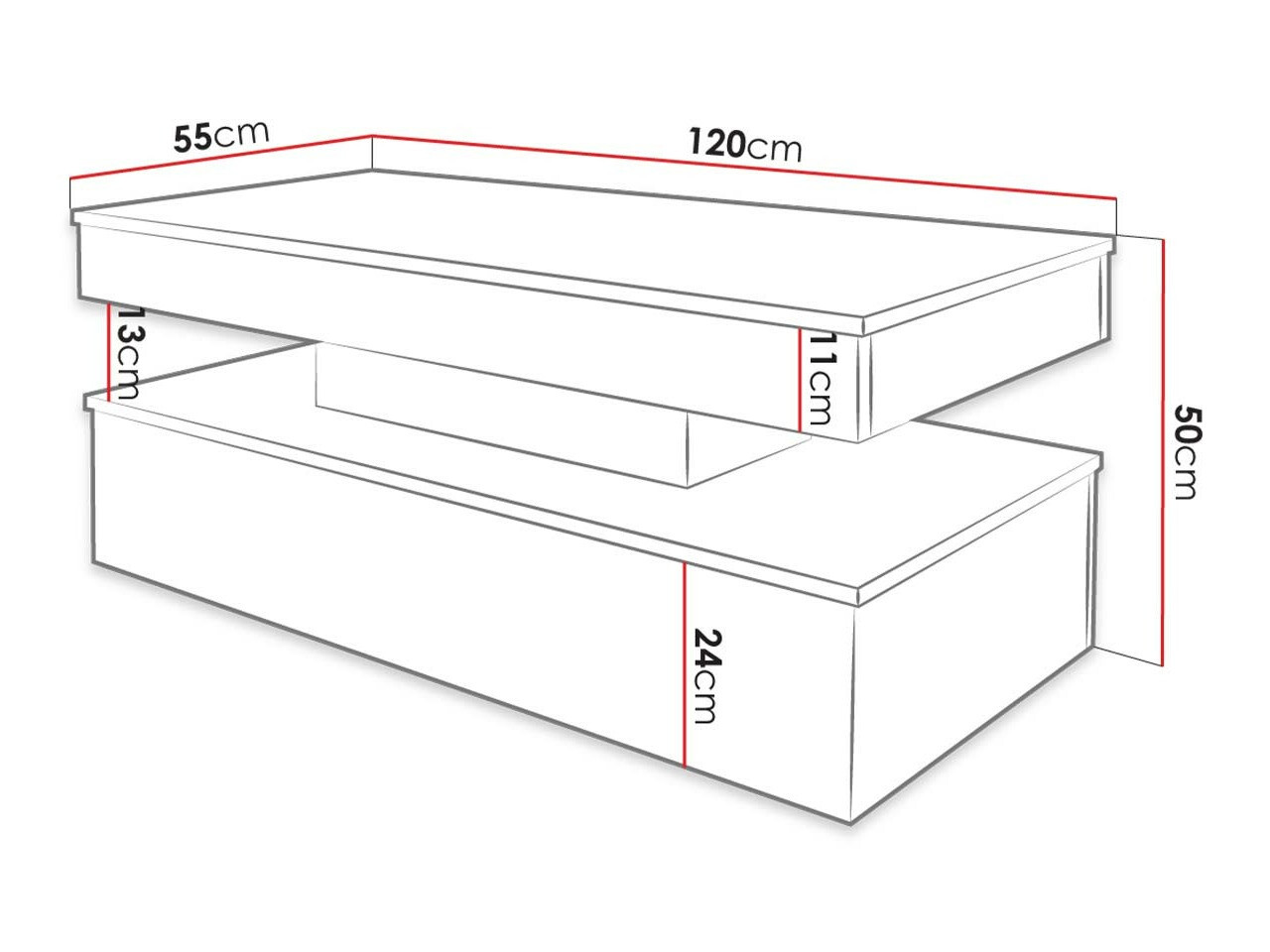 Tavolino da caffè Monfero (Bianco + Bianco lucido)