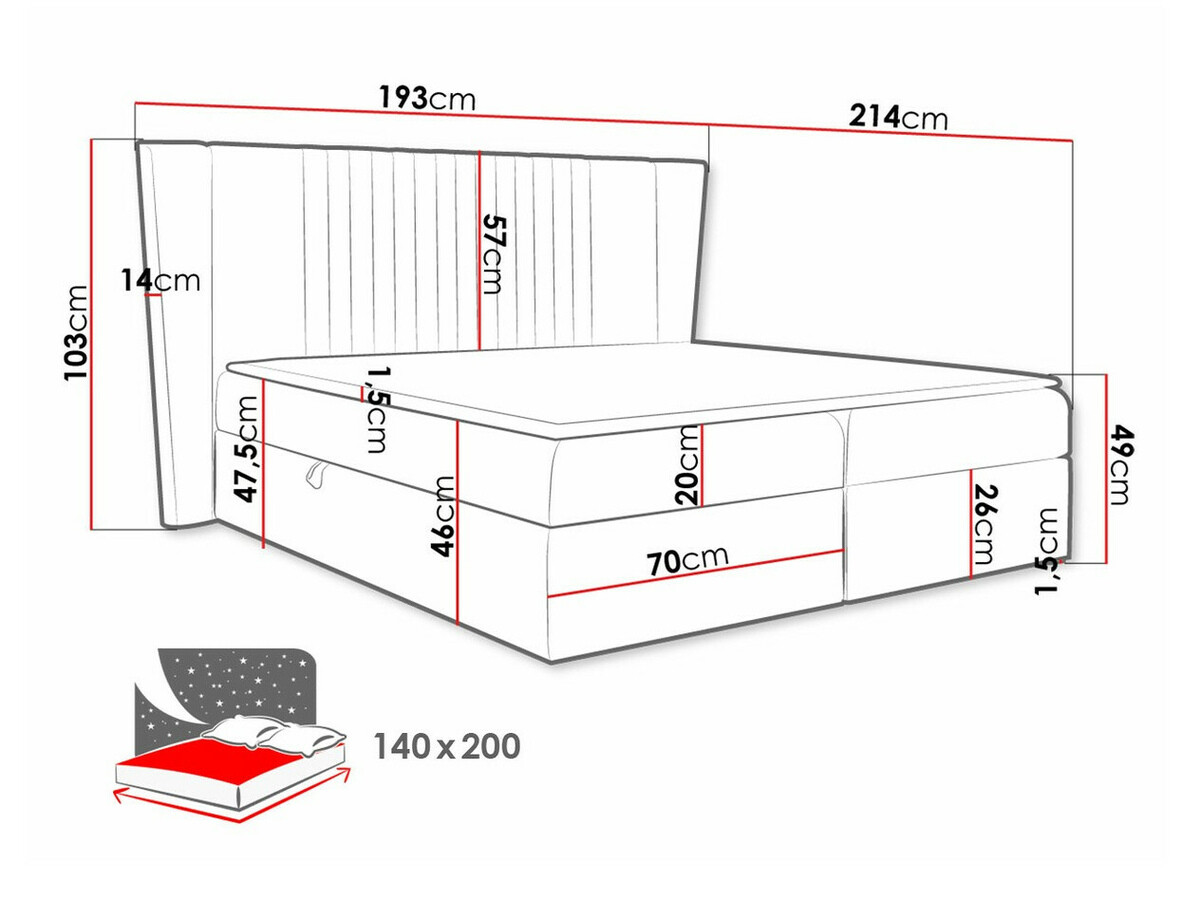 Letto continentale Fenestra (Magic Velvet 2209)
