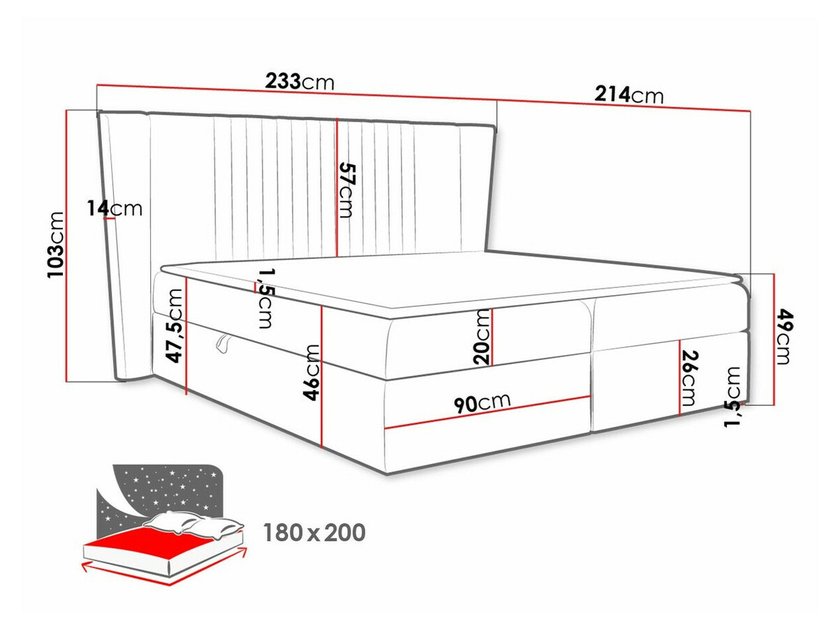 Letto continentale Fenestra (Magic Velvet 2273)