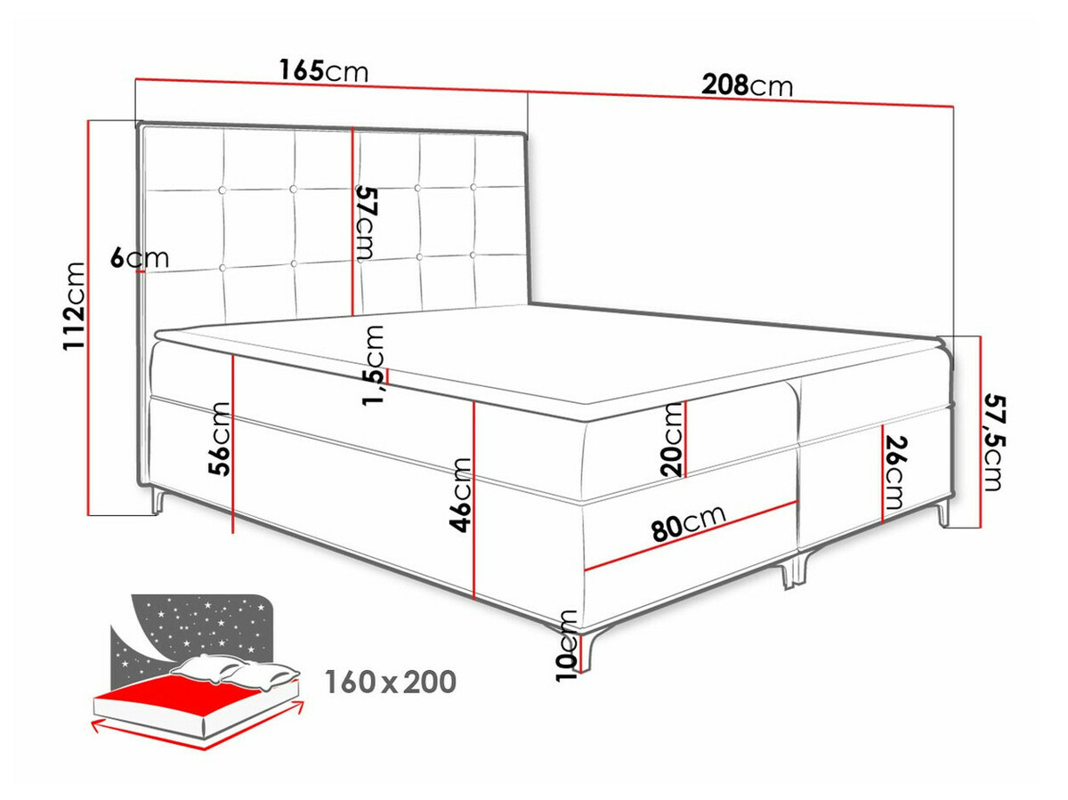 Letto continentale Porta (Fresh 8)